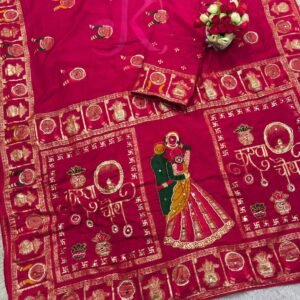 Karwa Chauth & Teej Special Dola Viscose Saree with Swarovski Work